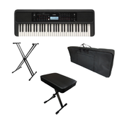 Teclado Musical Yamaha PSR-E383 - Base + Estuche + Silla