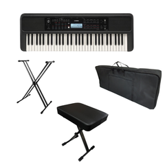 Teclado Musical Yamaha PSR-E383 - Base + Estuche + Silla